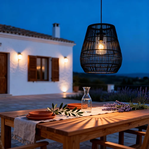 Lucide NERIDA - Pendant light Indoor/Outdoor - Ø 35 cm - 1xE27 - IP44 - Black - atmosphere 1